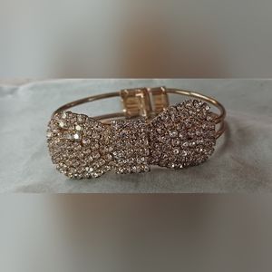 New Golden Crystal Sparkly Bow Hinge Bracelet